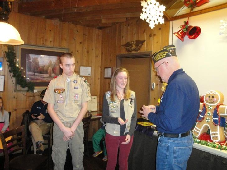 VFW Post 7308 Scout of the Year Program On 16 January 2014, VFW Post 7308 recognized two scouts we are nominating for the VFW Dept of WI Scout of the Year program.