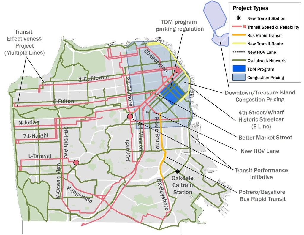 Top Tier Projects Notes - Cycletrack network is representative, for modeling purposes