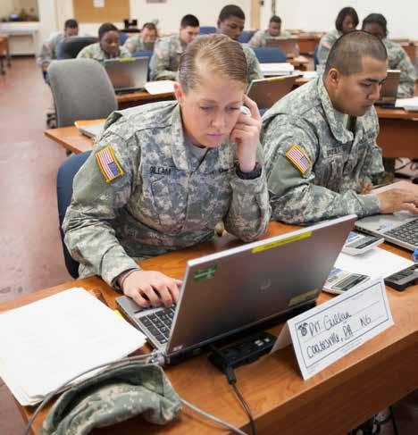 FEATURES A Soldier takes the Global Combat Support System Army final exam during advanced individual training at Fort Lee, Virginia, on April 24, 2014.