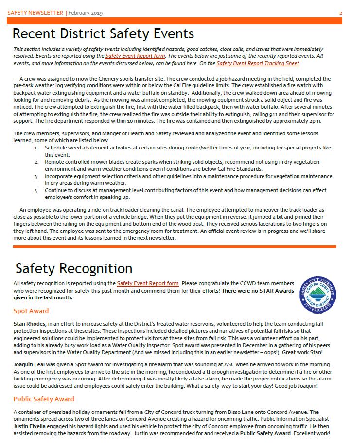Communication of Safety Events Directly to employee/work group that