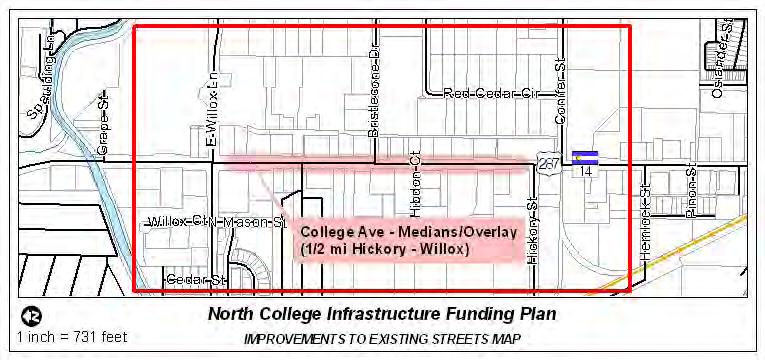 Appendix B Individual Project Description Summary Project 8 on Project Summary Table: North College Avenue Access Management Improvements, Hickory Street to Willox Lane This project involves a