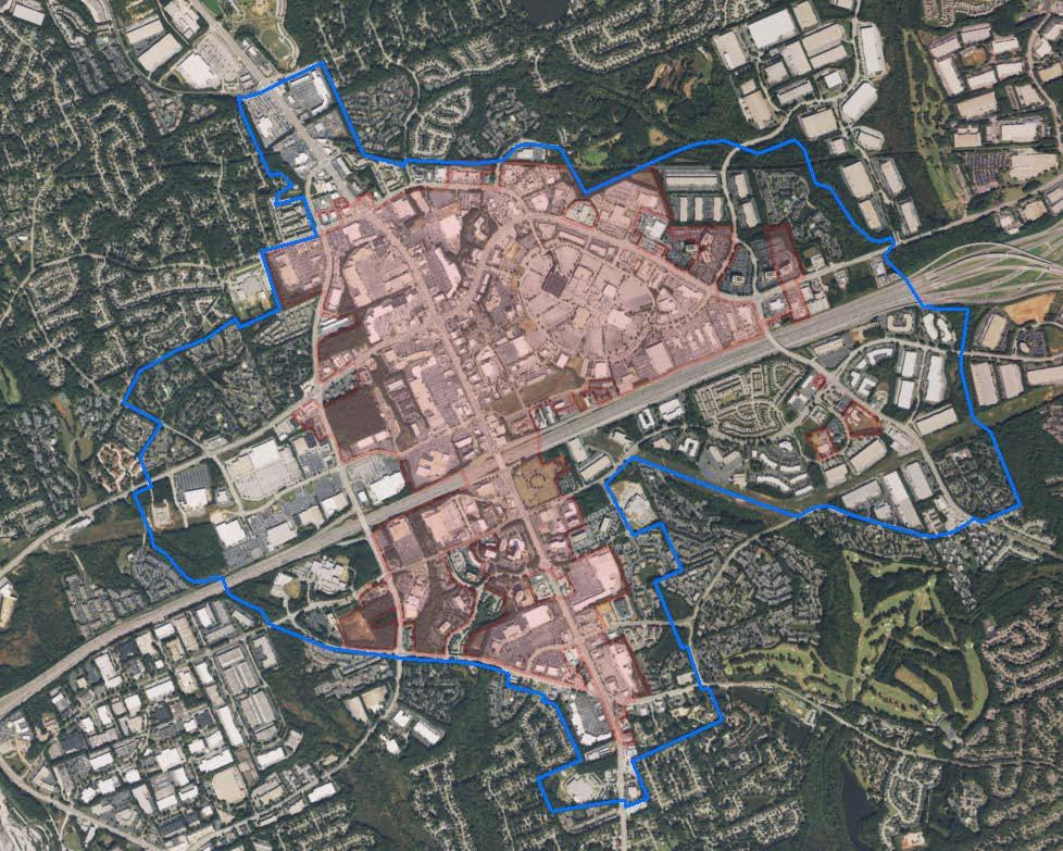 Map of the Gwinnett Place Area of Influence (AOI) and CID This analysis