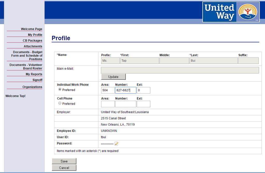 D. My Profile Select the My Profile menu item to see information about you, as a CB Administrator, for your Agency.