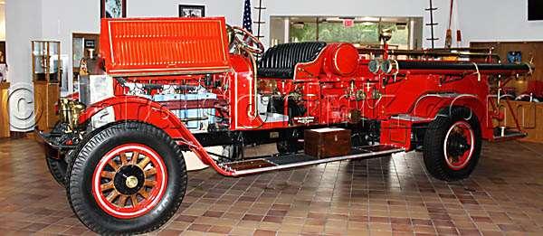 A 1927 fire engine is on display at the Florida State Fire College.