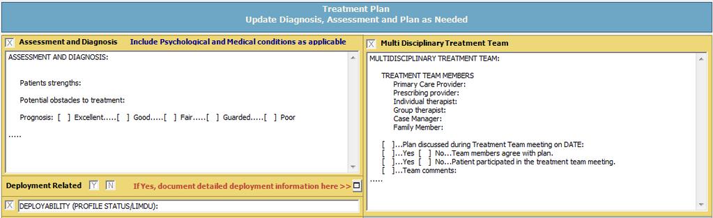 Treatment Plan and Care Notes Tab,