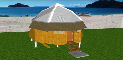 Competition Winner: Paul Bourne, a returned volunteer from the Philippines, with his Modular Octagonal Bahay Kubo for Shelter Relief design for