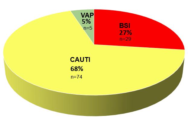 CAUTI Baseline Data Adult ICUs 2012 74 CAUTIs in 2012 68% (74/108)