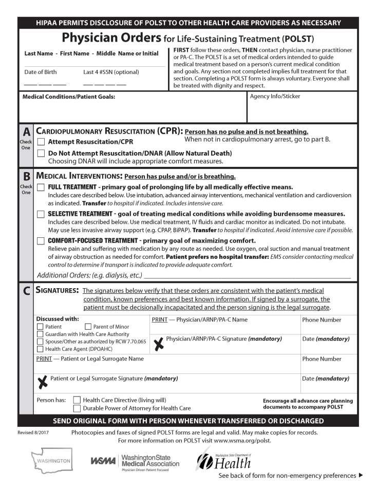 This form is for information only and is not an official copy of the POLST.