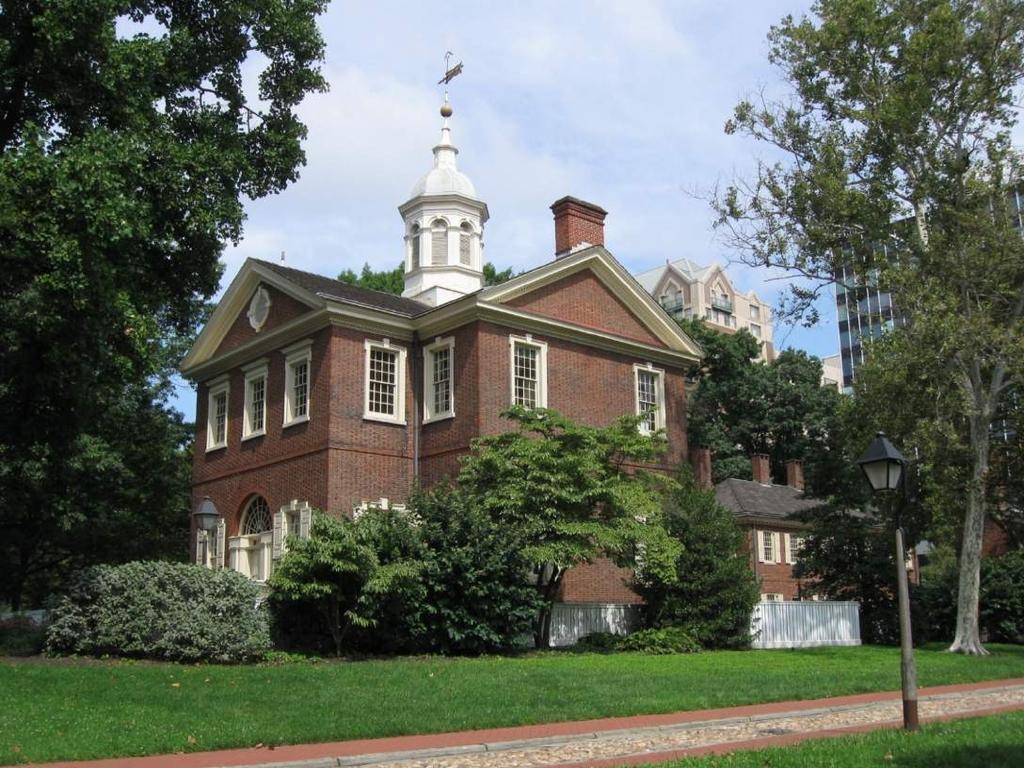 Carpenter s Hall was a new structure, and wasn t completed before the First Continental Congress met here. Carpenters Hall was completed in 1775.