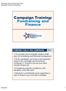 Campaign Training: Fundraising and Finance