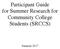 Participant Guide for Summer Research for Community College Students (SRCCS)