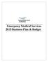 Emergency Medical Services 2013 Business Plan & Budget
