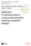 of Commencement of a procurement procedure involving competitive dialogue