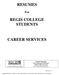 RESUMES REGIS COLLEGE STUDENTS CAREER SERVICES