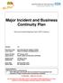 Major Incident and Business Continuity Plan
