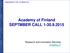 Academy of Finland SEPTMBER CALL