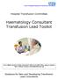 Haematology Consultant Transfusion Lead Toolkit