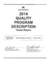 2014 QUALITY PROGRAM DESCRIPTION Hawaii Region