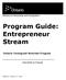 Program Guide: Entrepreneur Stream