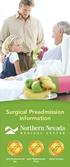 Surgical Preadmission Information. Joint Replacement Hip. Knee