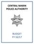 CENTRAL MARIN POLICE AUTHORITY BUDGET FY 16/17