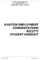 AVIATION EMPLOYMENT CONSIDERATIONS B2C2777 STUDENT HANDOUT