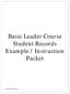 Basic Leader Course Student Records Example / Instruction Packet
