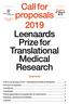 Call for proposals 2019 Leenaards Prize for