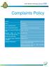 Complaints Policy. Local Authority Social Services and NHS Complaints (England) Regulations Version: 2. Status: For approval