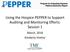 Using the Hospice PEPPER to Support Auditing and Monitoring Efforts: Session 1