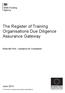 The Register of Training Organisations Due Diligence Assurance Gateway