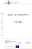 GUIDE FOR APPLICANTS IPD 2016