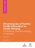 Enhancing Use of Routine Health Information for Family Planning