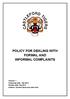 POLICY FOR DEALING WITH FORMAL AND INFORMAL COMPLAINTS
