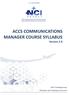 ACCS COMMUNICATIONS MANAGER COURSE SYLLABUS Version 2.0