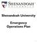 Shenandoah University Emergency Operations Plan