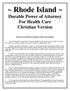 ~ Rhode Island ~ Durable Power of Attorney For Health Care Christian Version