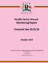 Health Sector Annual Monitoring Report. Financial Year 2013/14. October 2014