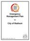 Emergency Management Plan. for. City of Madison