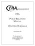 FRA PUBLIC RELATIONS MANUAL UPLIFTING OUR IMAGE. Revised February 2008