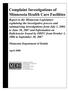 Complaint Investigations of Minnesota Health Care Facilities