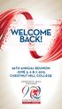 WELCOME BACK! 69TH ANNUAL REUNION JUNE 5, 6 & 7, 2015 CHESTNUT HILL COLLEGE
