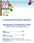 Lanesend Primary School. Business Continuity Plan School Health and Safety Policy