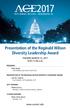 Presentation of the Reginald Wilson Diversity Leadership Award