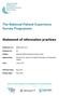 The National Patient Experience Survey Programme. Statement of information practices