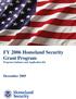 FY 2006 Homeland Security Grant Program Program Guidance and Application Kit