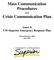 Mass Communication Procedures and Crisis Communication Plan. Annex B UW-Superior Emergency Response Plan