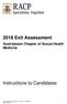 2018 Exit Assessment Australasian Chapter of Sexual Health Medicine
