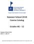 Summer School 2018 Course Catalog
