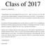 Class of 2017 MESSAGE TO THE SENIORS